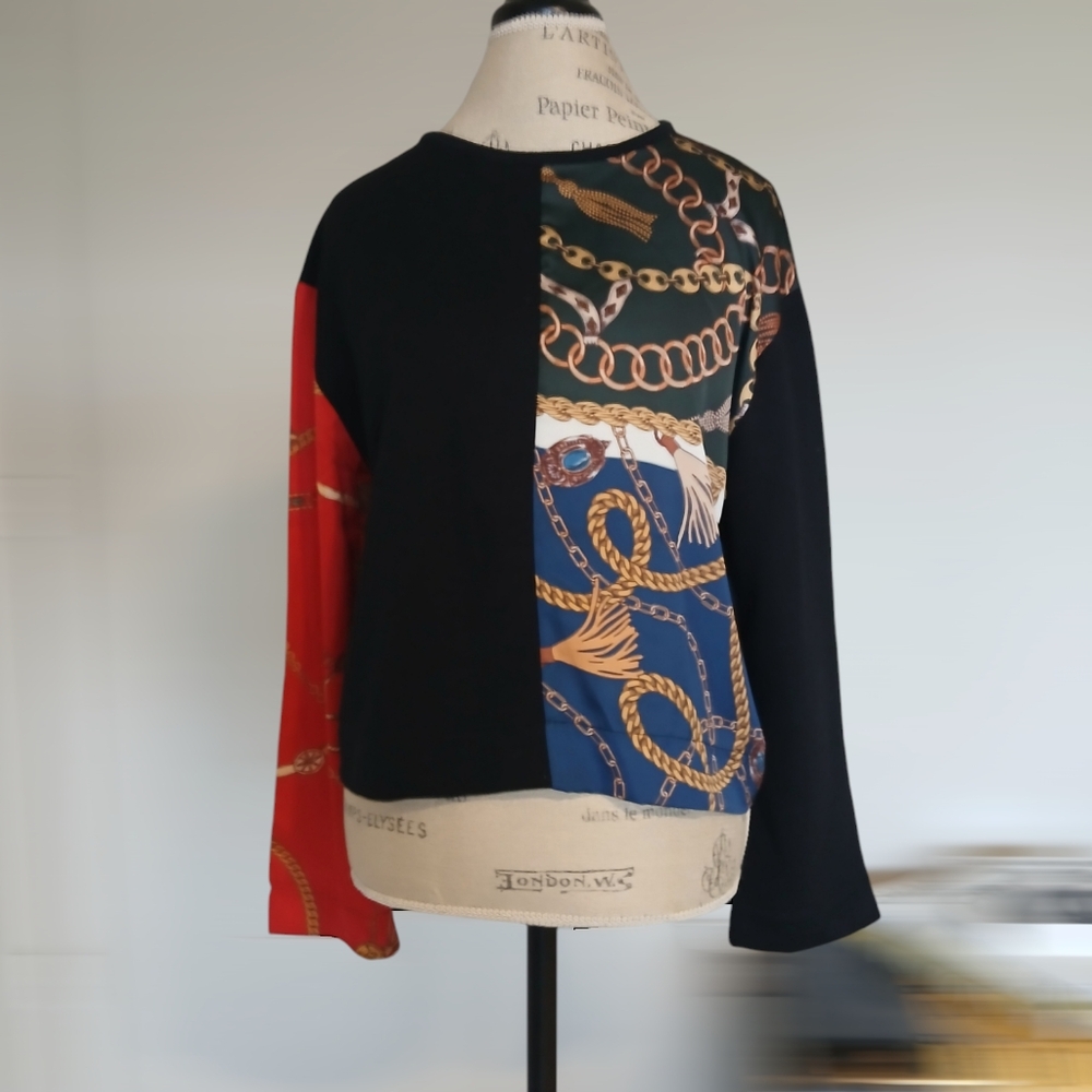 Zara Basic  Blouse Long Sleeves Chain Printed